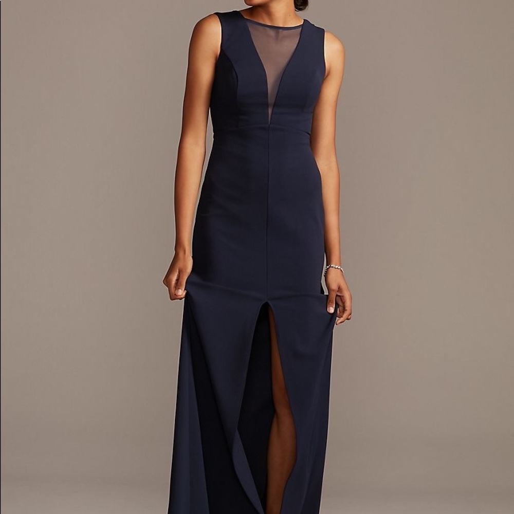 David’s bridal illusion deep v center slip dress